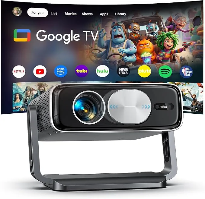 Proyector 4K Portátil Full HD con Google TV, WiFi 6 y Bluetooth