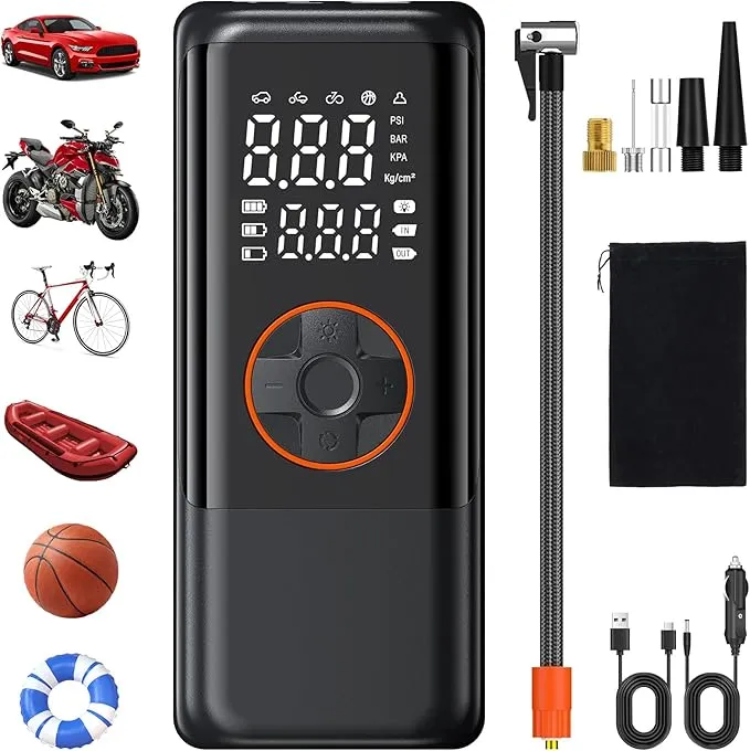 Compresor de Aire Portátil OHFAMO con Batería Potente y Luz LED