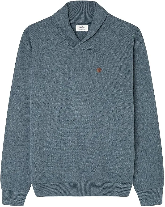 Sudadera Springfield GG7 con Cuello de Punto y Etiqueta PU para Hombre