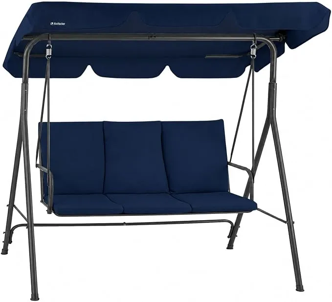 Balancín Triple HinHocker con Toldo Ajustable para Jardín