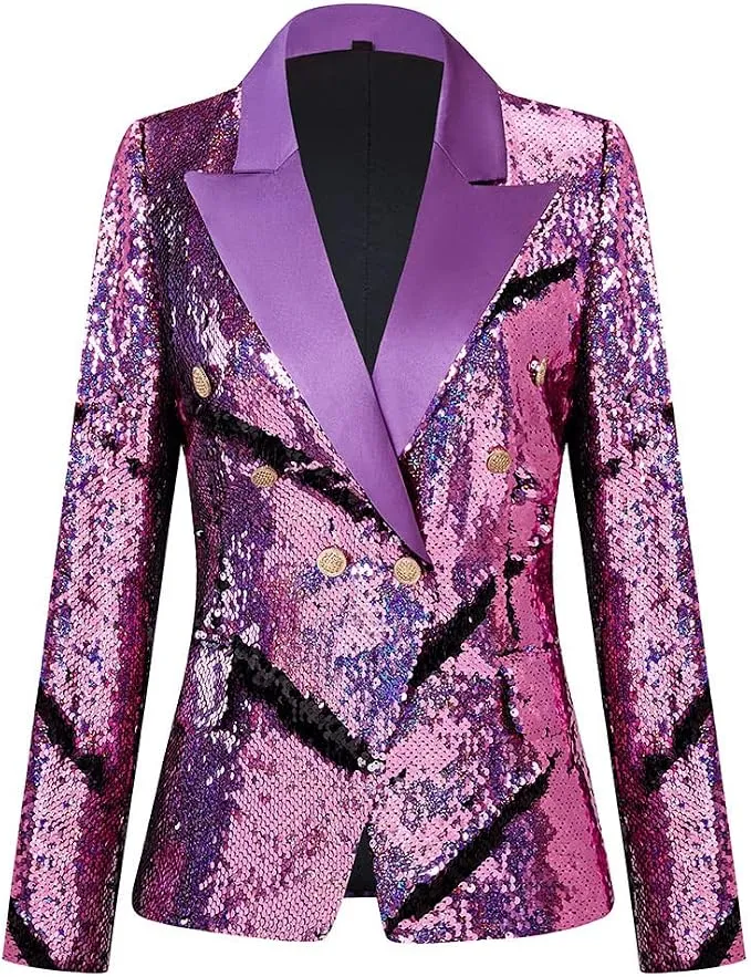 Chaqueta de Fiesta Lentejuelas Manga Larga Mujer Talla L