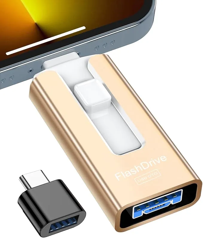 GNASEET 256GB Memoria Externa para Phone y Android USB 3.0 Dorado