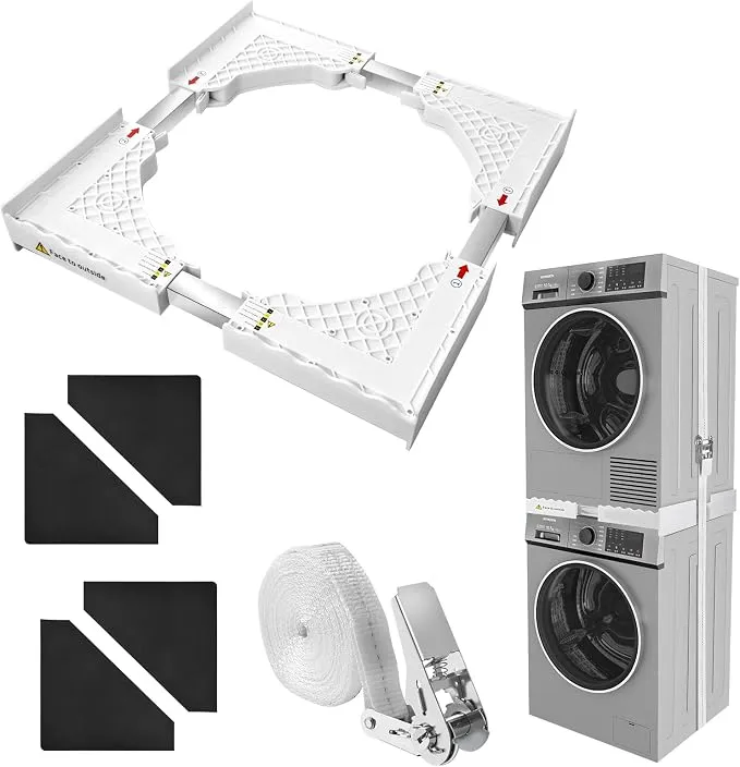 Zanfqvo Soporte Secadora Universal Sobre Lavadora (45-70 cm) con Cuerda de Trinquete y Amortiguadores