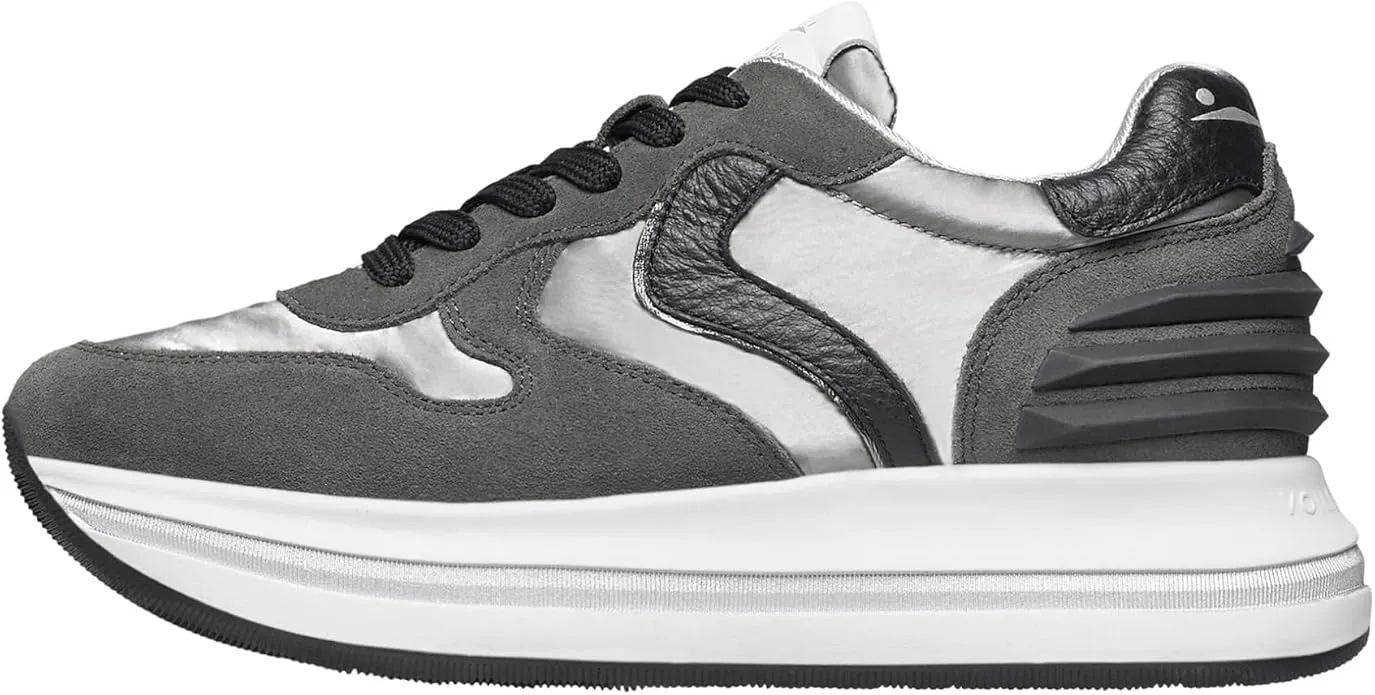 Zapatillas Deportivas Voile Blanche de Ante y Tejido Técnico Antracita