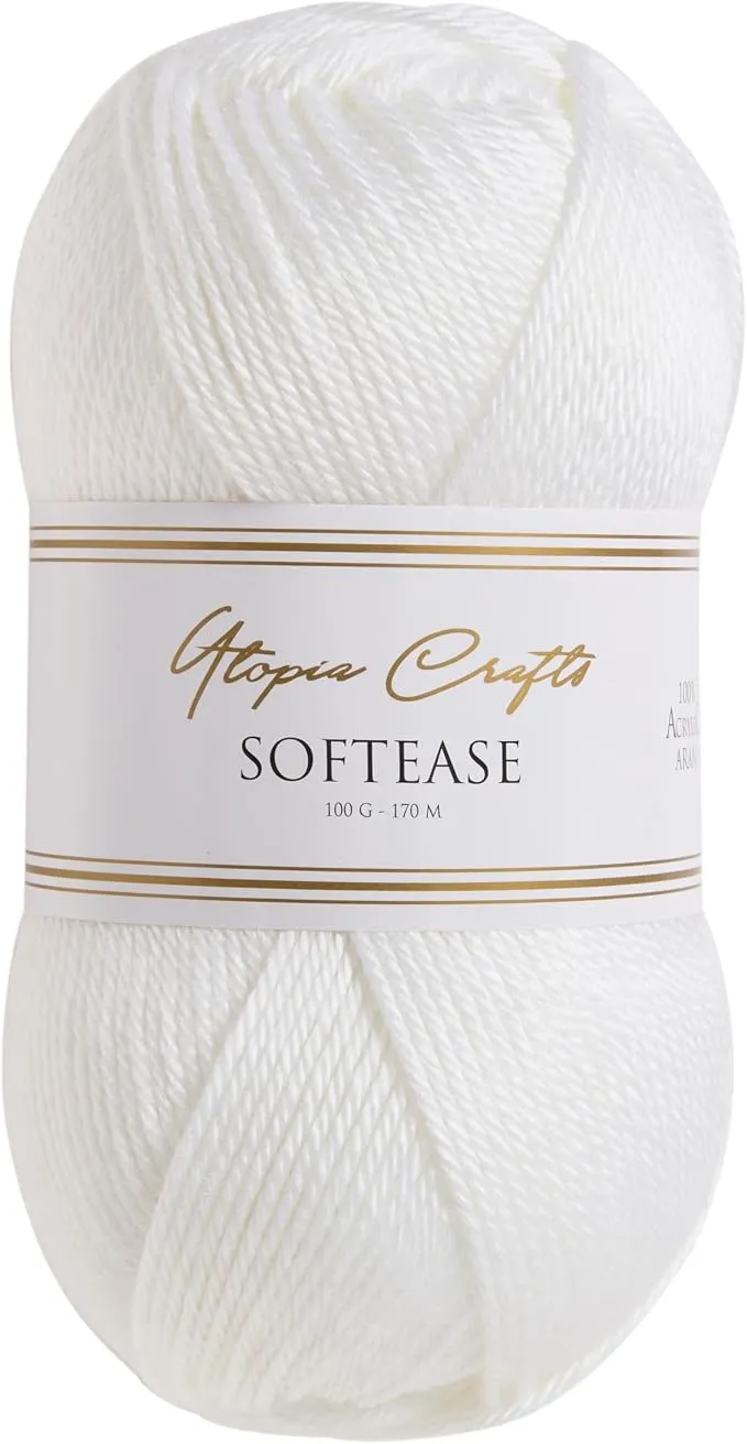 Utopia Crafts Softease Ovillo para Tejer y Ganchillo (100g) Blanco