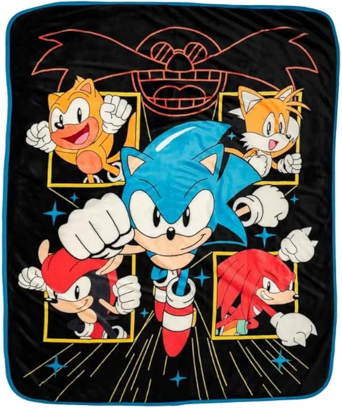 Juego de Funda Nórdica Franco Sonic The Hedgehog de Felpa Suave para Niños