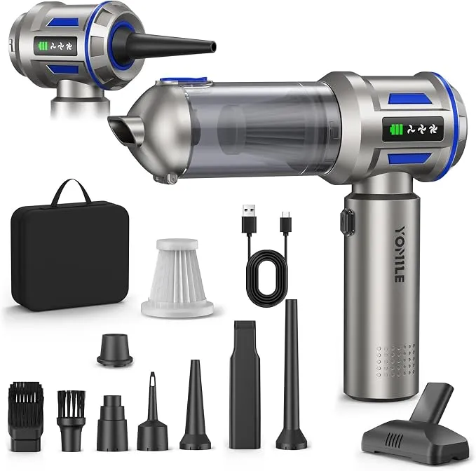 Aspirador de Mano Yomile 4 en 1 con 9 Accesorios y Carga USB-C