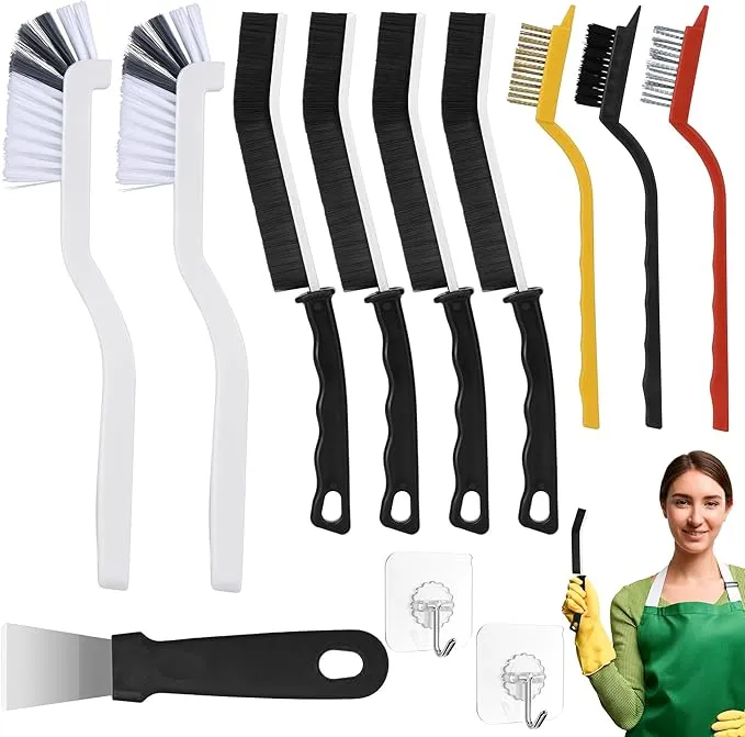 Pack de 12 Cepillos Duros para Limpieza de Hendiduras, Lavabos y Baños