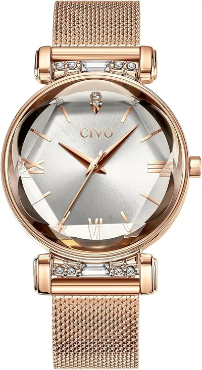 CIVO Relojes de Pulsera para Mujeres Oro Rosa Acero Inoxidable Impermeable