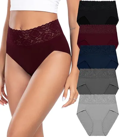Bragas Algodón Cintura Alta Encaje Pack 5