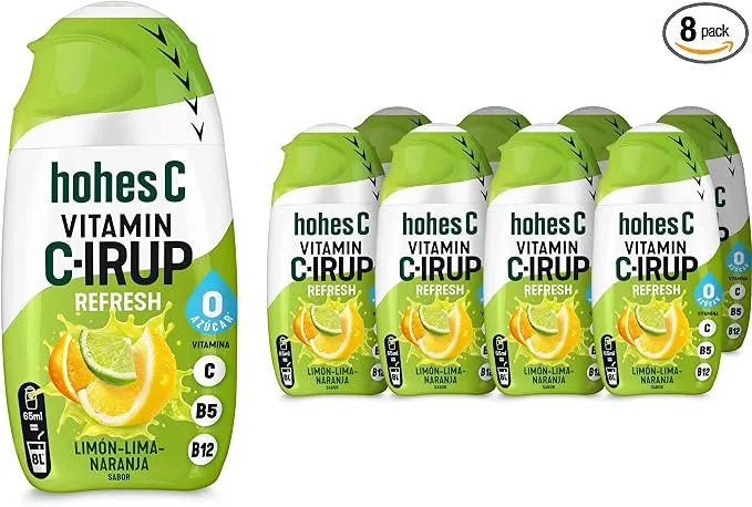 Pack 8 Bebidas Hohes C Vitamin C-IRUP Refresh Limón, Lima y Naranja 65ml