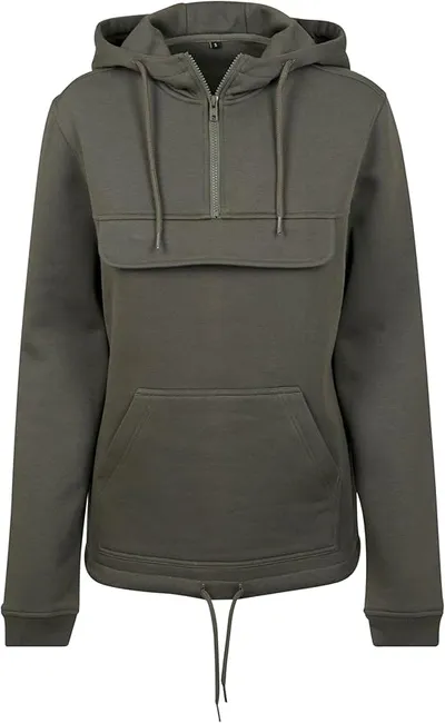 Build Your Brand Sudadera con Capucha para Mujer, Verde Oliva, 3XL