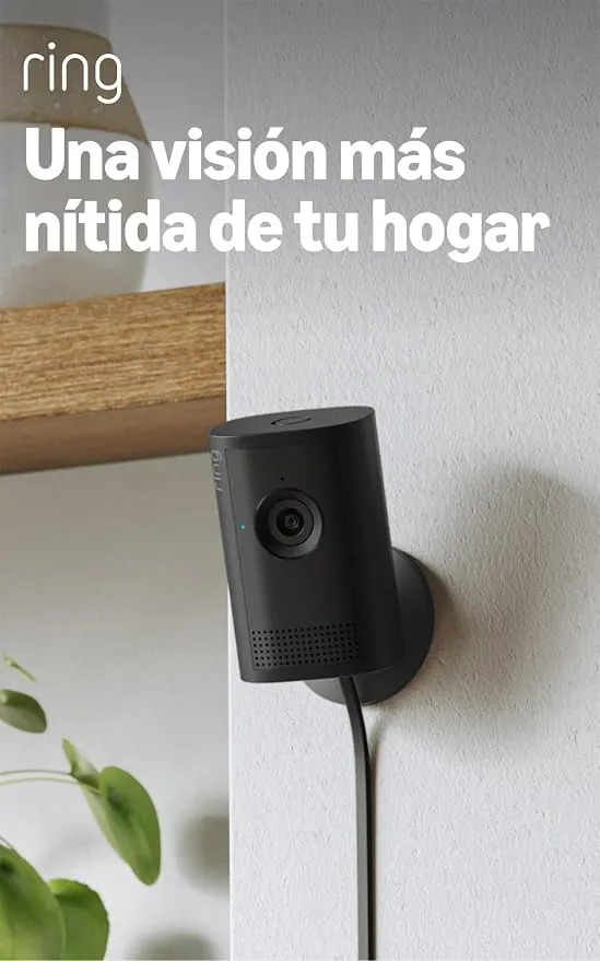 Ring Cámara Interior Plus (2K, Última Generación) con Cubierta Manual del Objetivo
