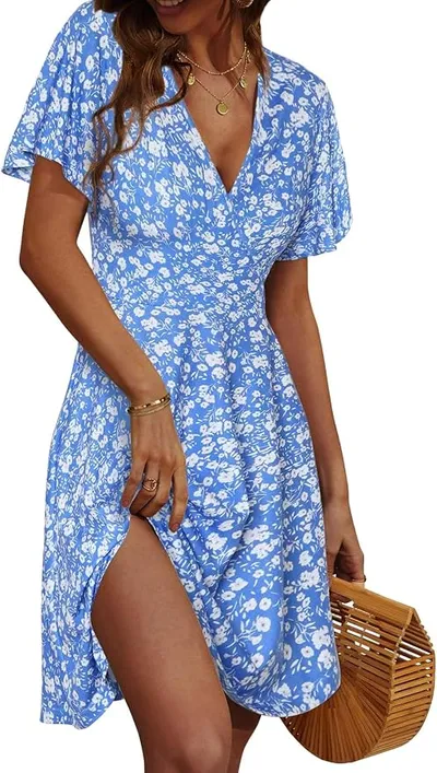 Vestido Verano CheChury Mujer Estampado Flora Bohemio Midi Casual