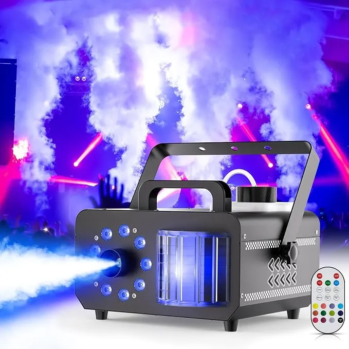 Máquina de Humo 1200W con Control Remoto y 9 LED RGB