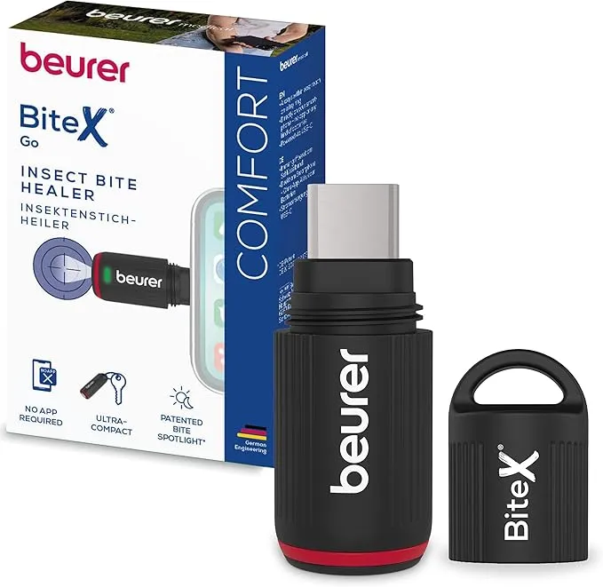 Beurer BiteX Go Deep Black Aparato contra Picaduras para Smartphone