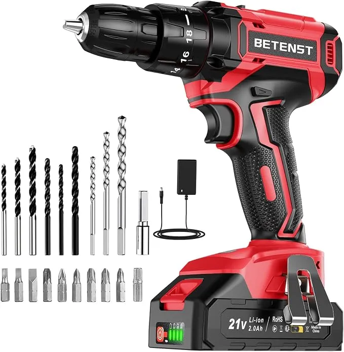 Taladro Atornillador a Batería Inalámbrico 21V con Batería 2000mAh