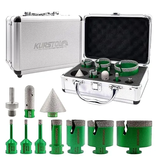 Kurstol Brocas Diamante Porcelánico Kit 10 Piezas para Azulejo, Mármol y Granito