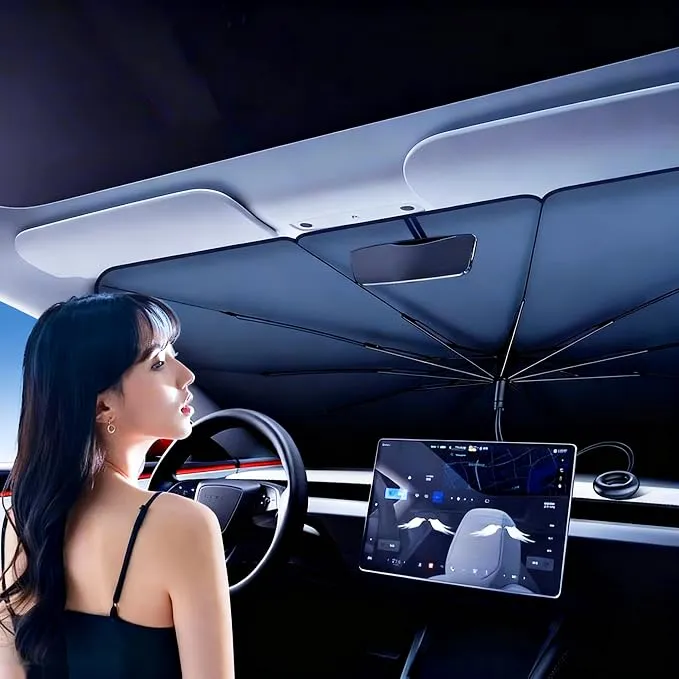Parasol Coche Bloqueo UV 100% Plegable y Ajustable