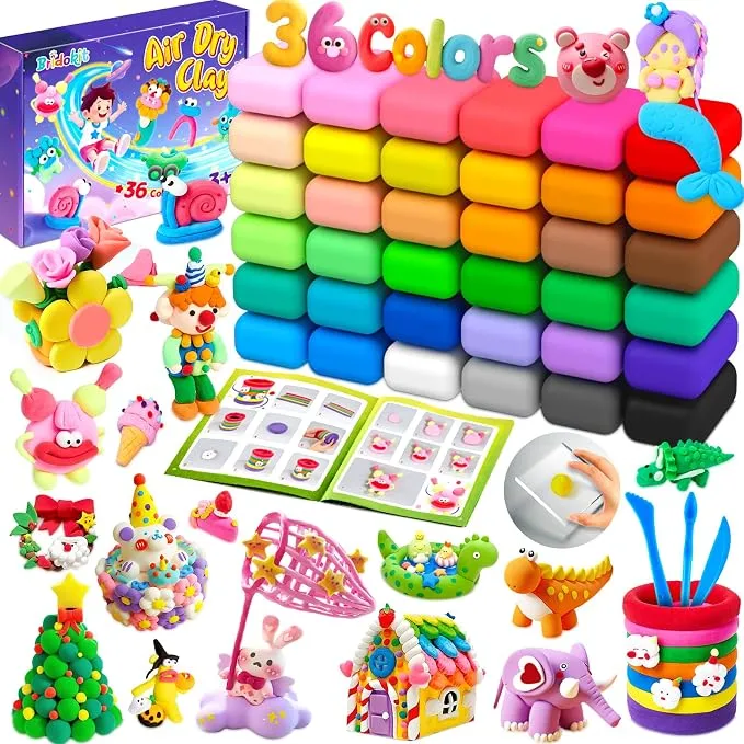 Bridokit Kit de Arcilla de Secado al Aire en 36 Colores con Herramientas
