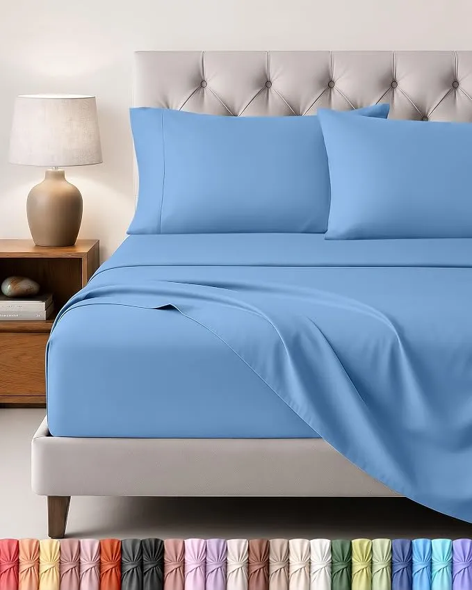 Utopia Bedding Juego de Sabanas 4 Piezas 180x200cm Azul Holandés