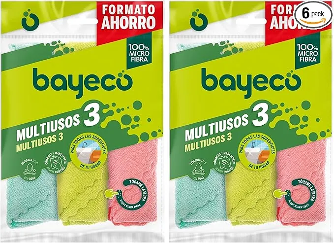 Pack 2 Paquetes Bayeco Bayetas Multiusos Microfibra (6 Unidades)