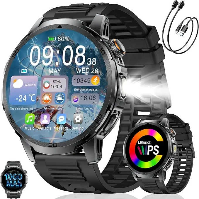 Reloj Inteligente Hombre: 50 Días Batería, Llamadas Bluetooth, Linterna, 100+ Deportes