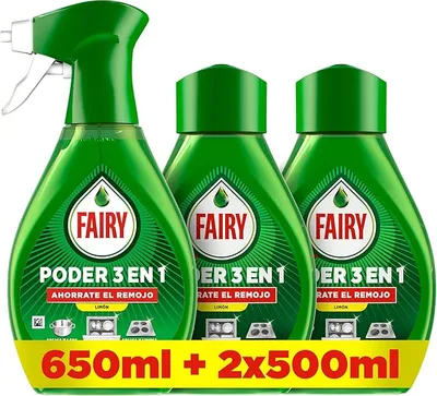 Fairy Pack Poder Sin Remojo Limón Spray 650ml + 2 Recambios 500ml