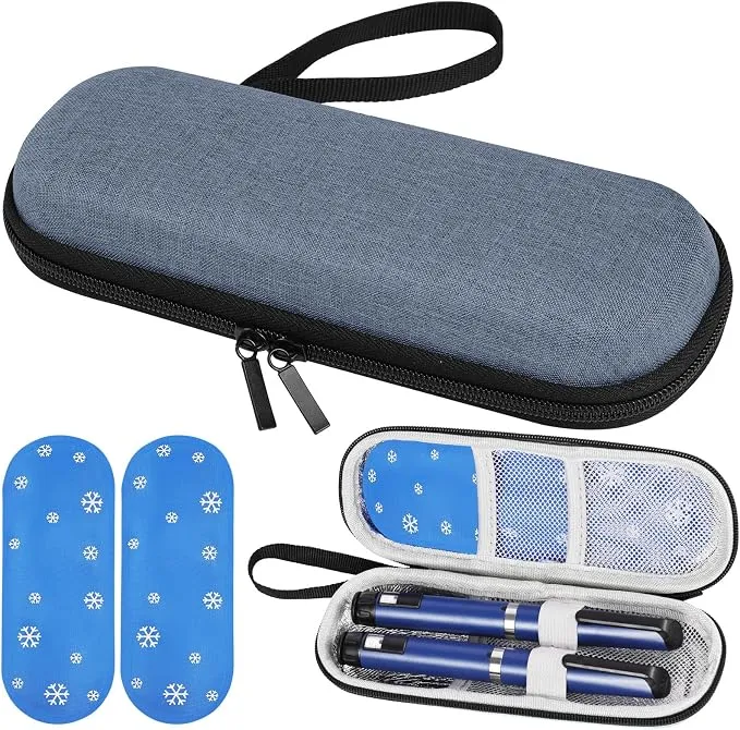Fefod Estuche Insulina Portátil para Viaje con Bolsas de Hielo Refrigerado (Azul)