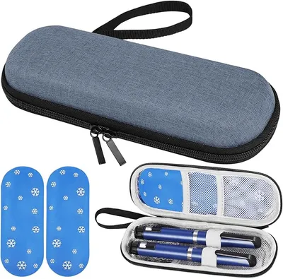 Fefod Estuche Insulina Portátil para Viaje con Bolsas de Hielo Refrigerado (Azul)