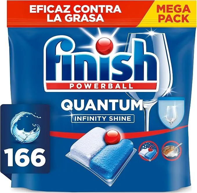 Finish Quantum Infinity Shine Pastillas para Lavavajillas - Pack Ahorro 166 Cápsulas