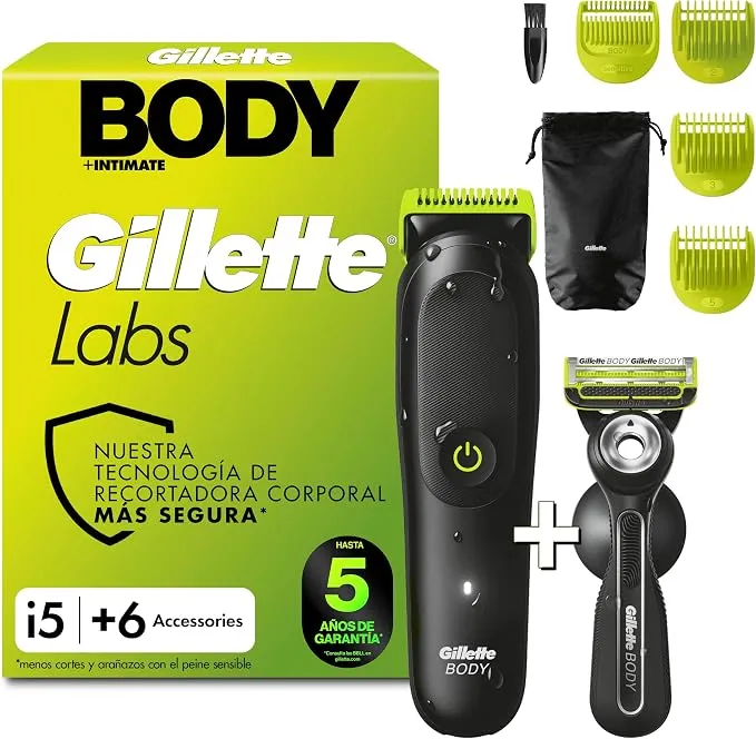 GilletteLabs i5 Body + Intimate Afeitadora Corporal y Maquinilla de Afeitar