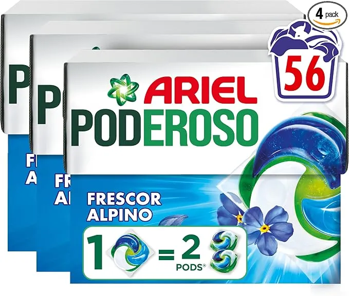 Detergente en Cápsulas Ariel PODS - Limpieza Profunda y Frescor Duradero (Pack 4 Unidades)