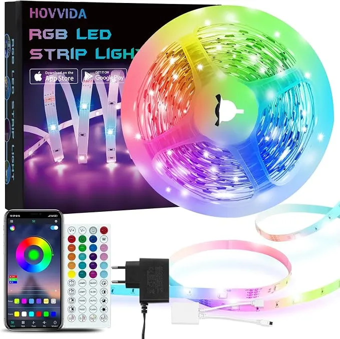 Tira LED HOVVIDA RGB 5m con Control Móvil y Modo Música