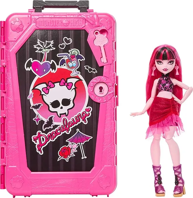 Monster High Muñeca Skulltimate Secrets Draculaura con Maleta y Sorpresas