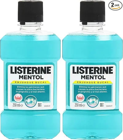 Listerine Enjuague Bucal, Mentol, 250 ml Paquete de 2