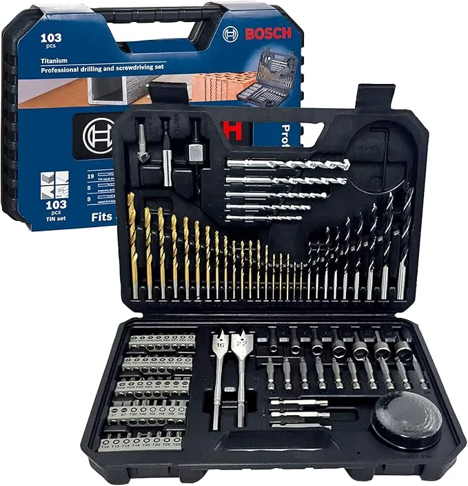 Bosch Juego Profesional de 103 Piezas Mixtas de Brocas y Puntas de Titanio