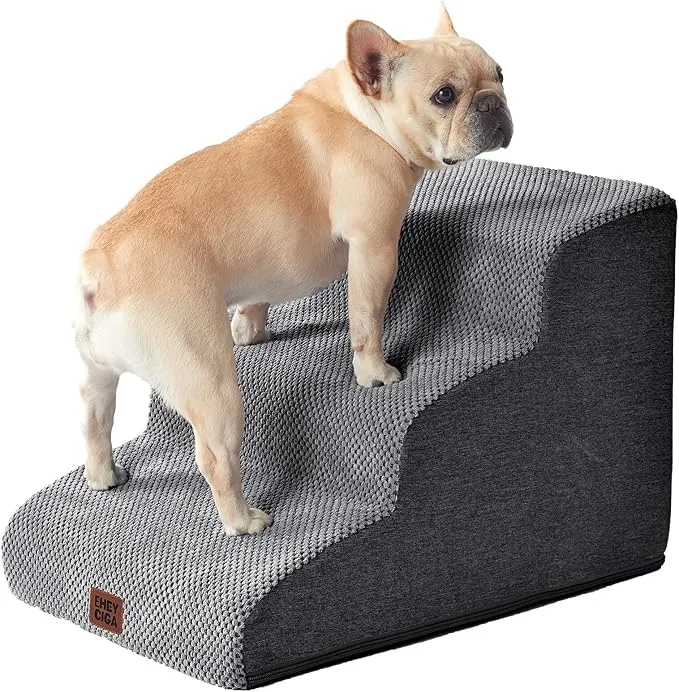 EHEYCIGA Escalera para Perros Pequeños 3 Peldaños, Gris