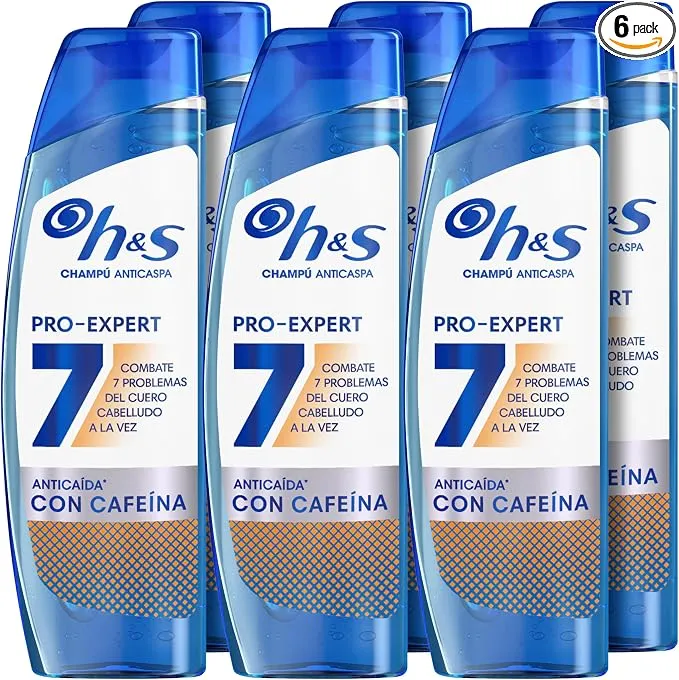 H&S Pro-Expert 7 Champú Anticaspa Anticaída con Cafeína 6x300ml