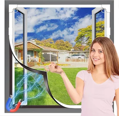 Mosquitera Magnética Adhesiva OWYR para Ventana 130x150cm - Blanca/Gris