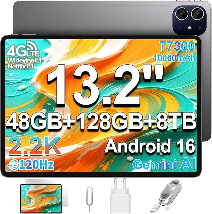 TECLAST ArtPad Tablet 13.2" 2.2K Android 16GB RAM 128GB Almacenamiento 10000mAh 4G LTE