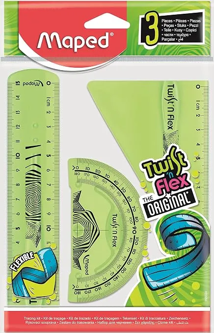 Maped Mini Kit de Trazado Twist'N Flex - Herramientas de Geometría Flexibles e Irrompibles