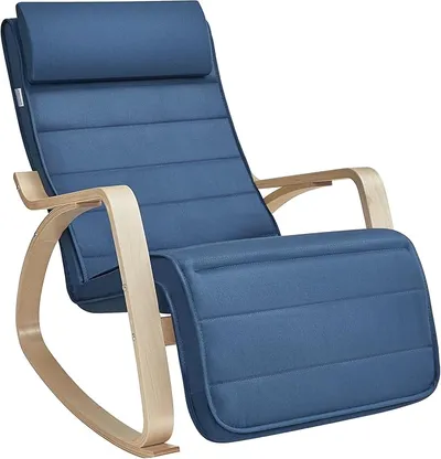 SONGMICS Silla Mecedora con Apoyabrazos de Madera