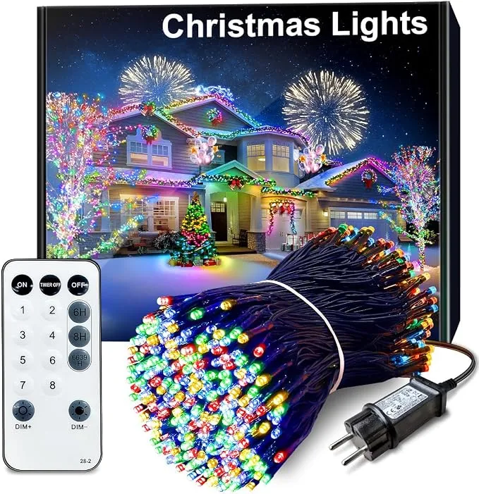 Luces Navidad Exterior 35M 300 LED Guirnalda Multicolor con Control Remoto y Temporizador