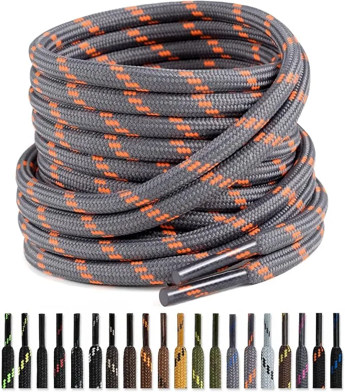 Cordones redondos Puzeam 150 cm gris naranja, 2 pares
