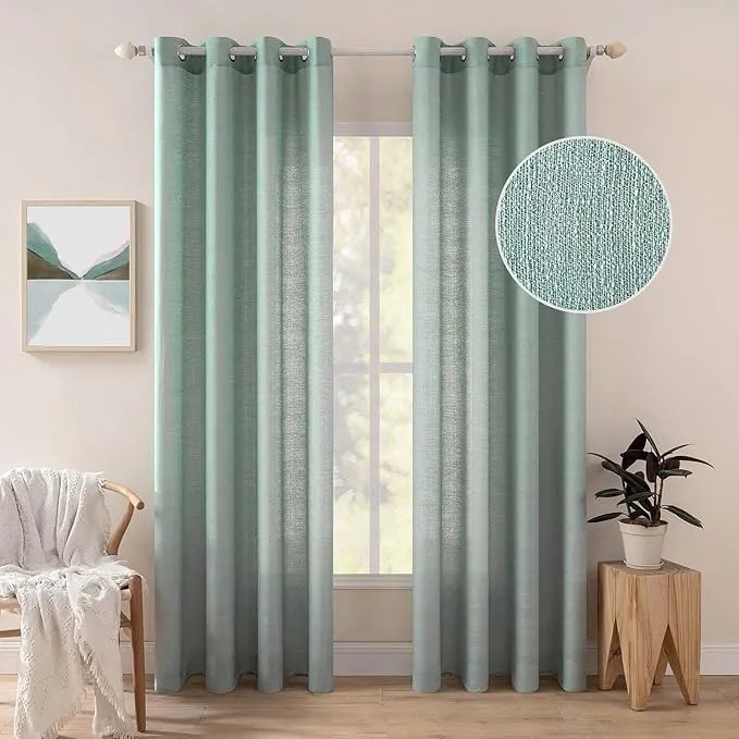 MIULEE Cortinas Semitransparentes Lino con Ojales (2 Unidades)