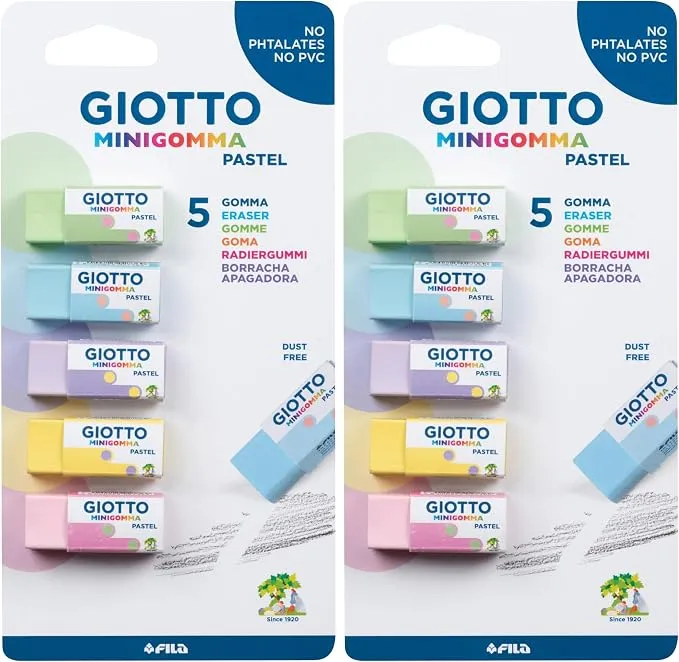 Giotto Mini Gomma Pastel, Blíster 5 Piezas (Paquete de 2)