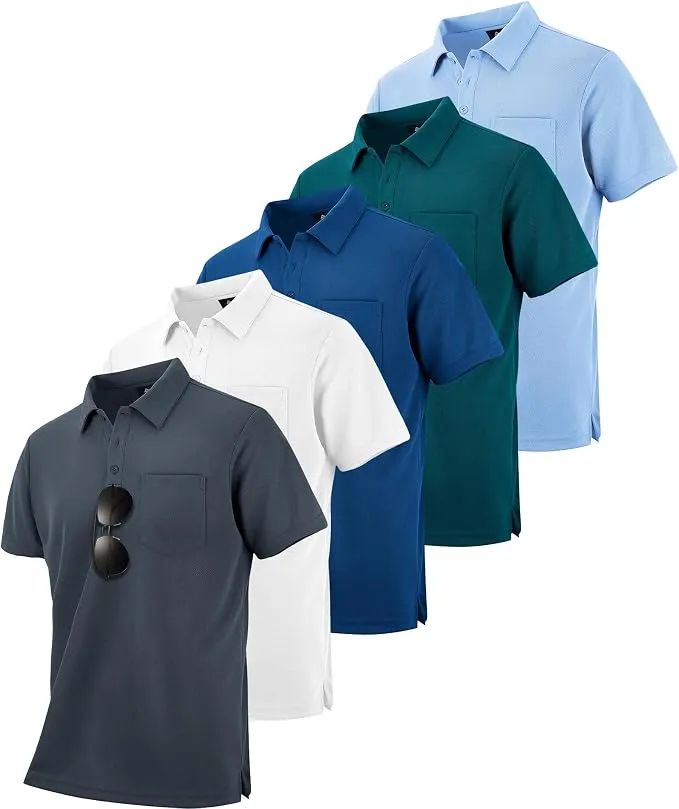JACKETOWN Pack 5 Polos Manga Corta Hombre Verano Elásticos Transpirables