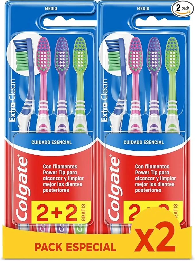Pack 4 Cepillos Dientes Colgate Extra Clean Medio - Limpieza Profunda