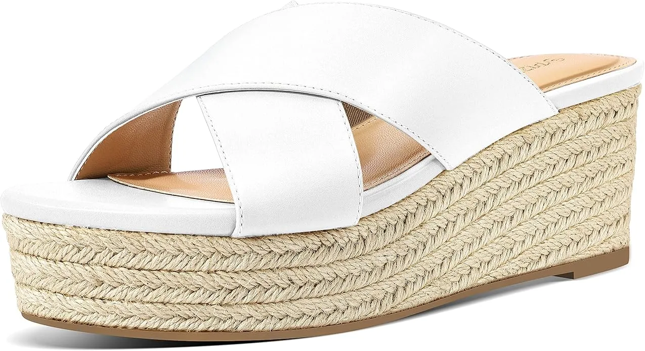PIZZ ANNU Sandalias Mujer Verano Plataforma Cuña Esparto